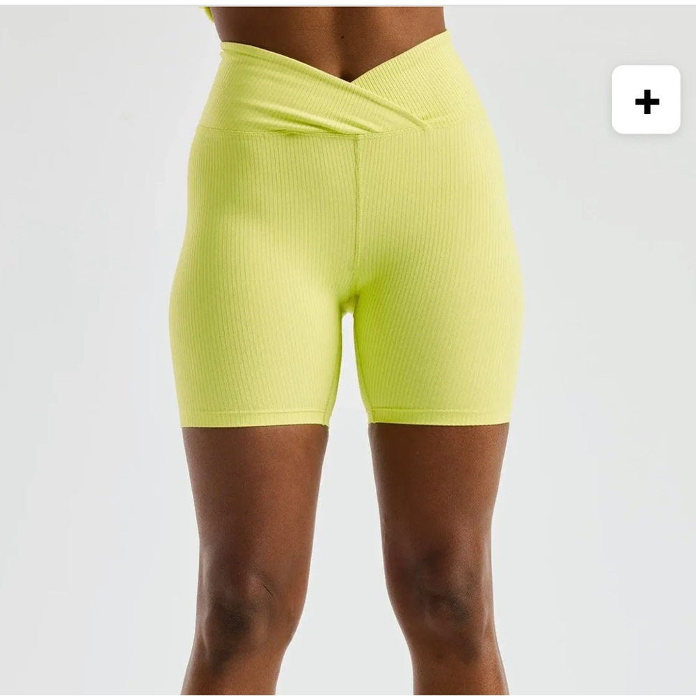 Year of ours ribbed v waist biker short. Lime. Size small.
